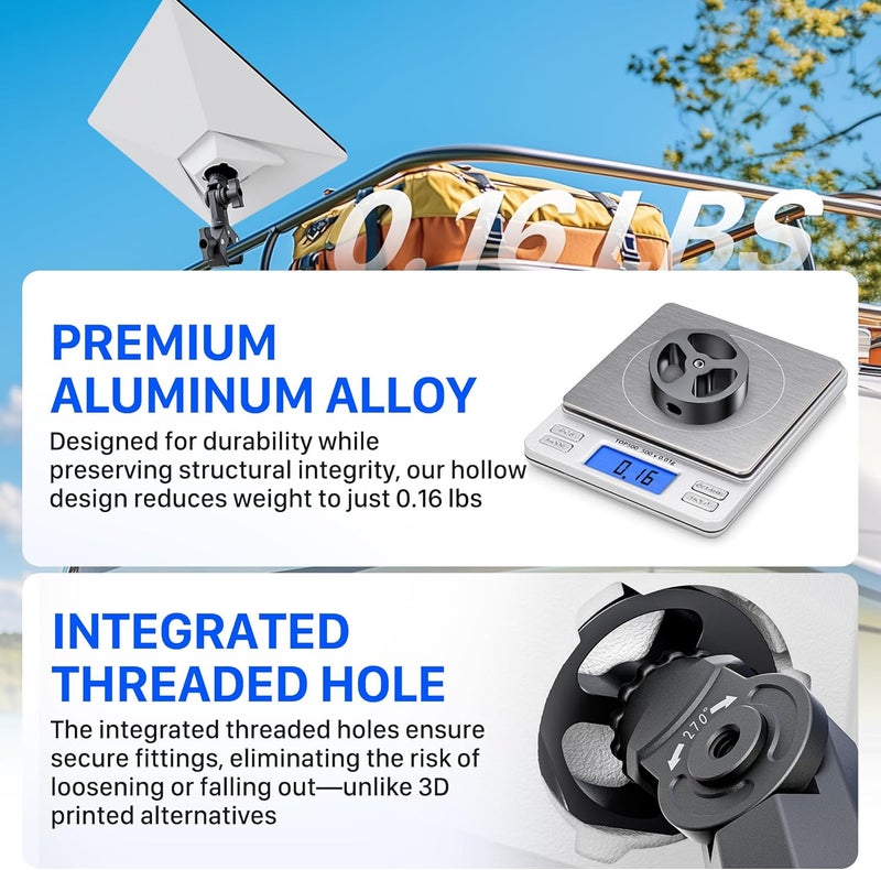 AUDEETO [2025 New Version] Starlink Mini Tripod Adapter, Aluminum Alloy - with 1/4"~20 & 3/8"~16 Threads,Hollow Lightweight Design for Easy Carry and Faster Disassembly (SPX-04176000-501) - Image 5